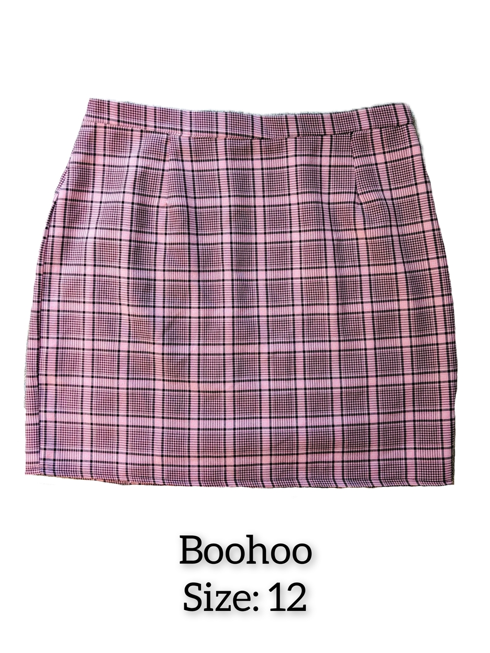 Boohoo Pink Plaid Mini Skirt